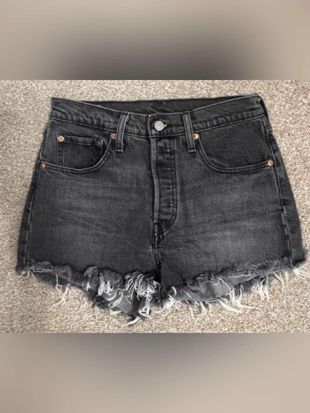 Levi's Waterless Distressed Denim Shorts in Black Size 27